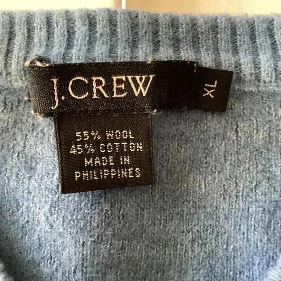 J. CREW Blue WOOL AND COTTON BLEN CROPPED V- NECK SWEATER SIZEXL - Picture 5 of 5